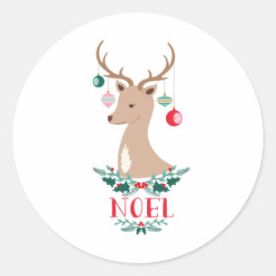 Weihnachten Reindeer Runder Aufkleber