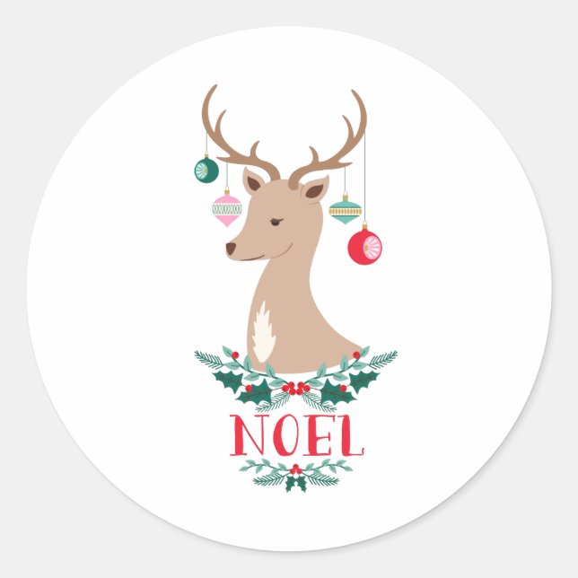 Weihnachten Reindeer Runder Aufkleber (Vorderseite)