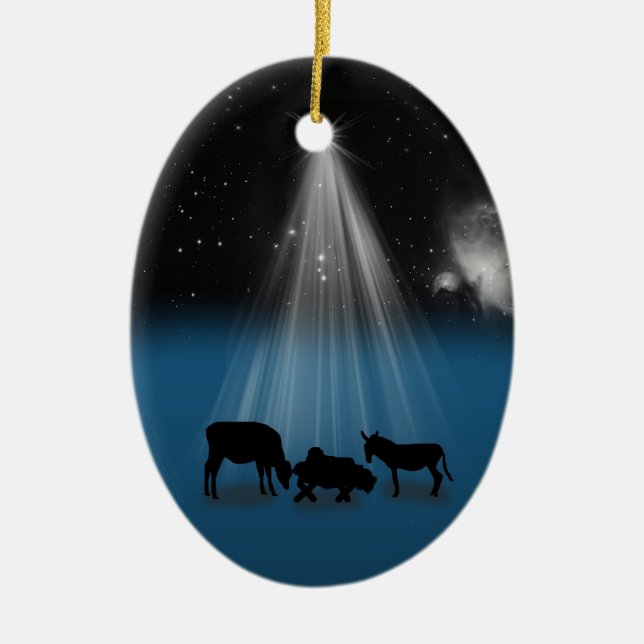 Weihnachten, religiös, Geburt Christi, Sterne, Keramik Ornament (Vorne)