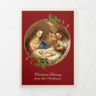 Weihnachten religiös Jesus Jungfrau Maria Josef Dreifach Gefaltete Urlaubskarte