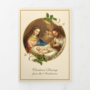 Weihnachten religiös Jesus Maria Jungfrau Josef Dreifach Gefaltete Urlaubskarte