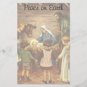 Weihnachten, Religiöse Geburt w Baby Jesus Briefpapier