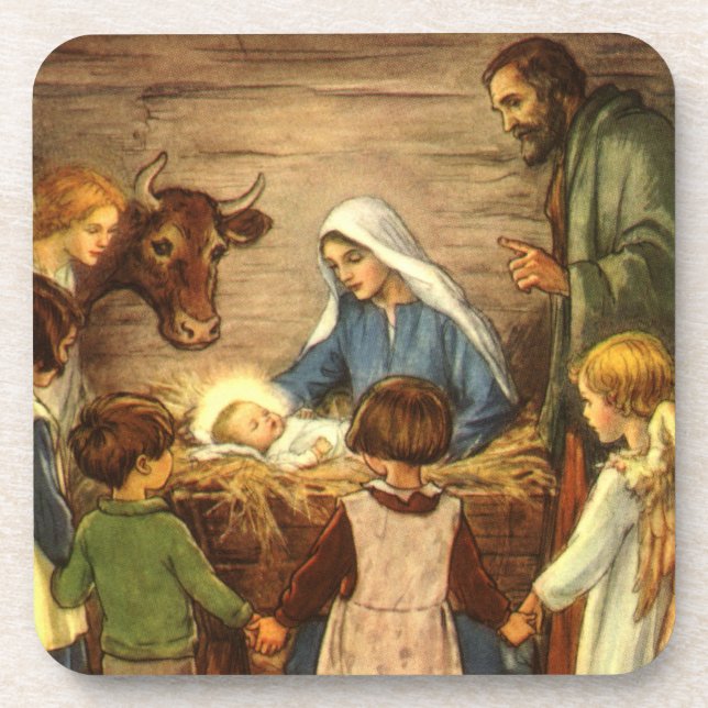 Weihnachten, Religiöse Geburt w Baby Jesus Getränkeuntersetzer (Vorderseite)