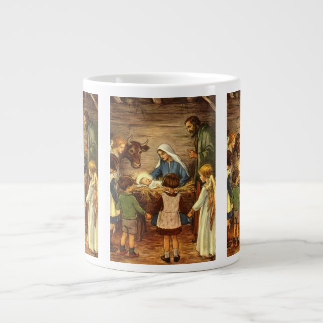 Weihnachten, Religiöse Geburt w Baby Jesus Jumbo-Tasse (Vorderseite)