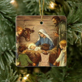 Weihnachten, Religiöse Geburt w Baby Jesus Keramikornament