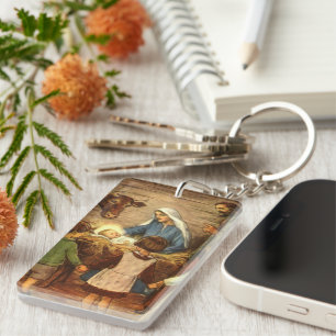 Weihnachten, Religiöse Geburt w Baby Jesus Schlüsselanhänger