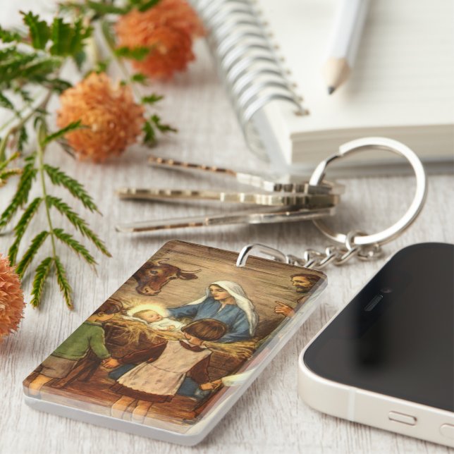 Weihnachten, Religiöse Geburt w Baby Jesus Schlüsselanhänger (Vorderseite rechts)