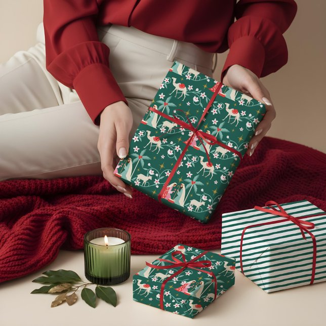 Weihnachten Religiöse Krippe Star von Bethlehem Geschenkpapier Set (Christmas Religious Nativity Star Of Bethlehem Wrapping Paper Sheets)