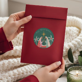 Weihnachten Religiöse Krippe Star von Bethlehem Runder Aufkleber