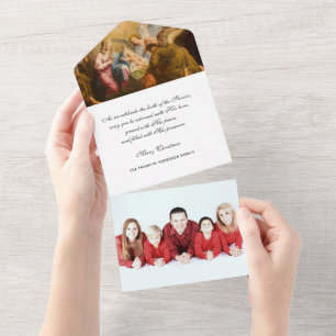 Weihnachten Religiöses Foto Jesus Maria Vintage    All In One Einladung