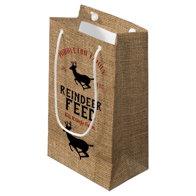 Weihnachten - Rentier Gefüttert Kleine Geschenktüte (Vorderseite Schrägansicht)