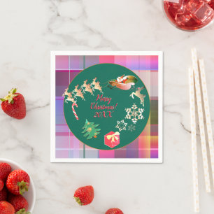 Weihnachten - Rentier Kariert Napkins Serviette