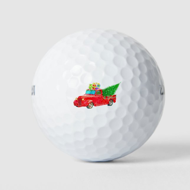Weihnachten Retro Car Urlaub Golfball (Vorderseite)