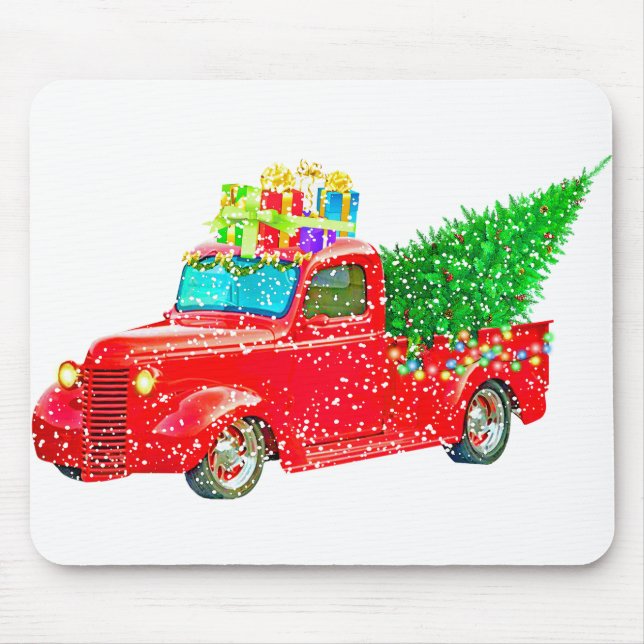Weihnachten Retro Car Urlaub Mousepad (Vorne)