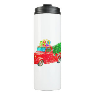 Weihnachten Retro Car Urlaub Thermosbecher