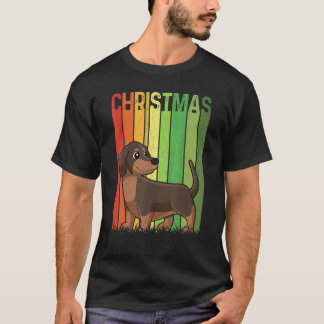 Weihnachten Retro Dachshund Hund Gruppe Passend Xm T-Shirt