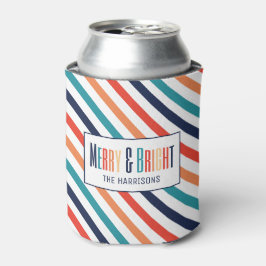 Weihnachten Retro farbenfrohe Streifen Merry & Bri Dosenkühler