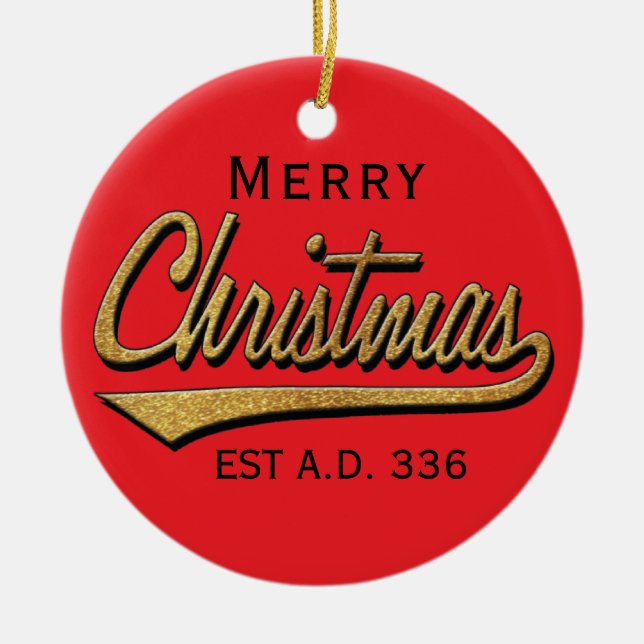 Weihnachten"Retro Frohe Weihnachten"/Circle Orname Keramik Ornament (Vorne)