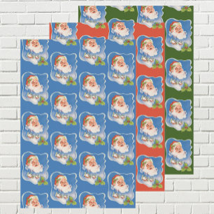 Weihnachten, Retro Jolly Weihnachtsmann Geschenkpapier Set
