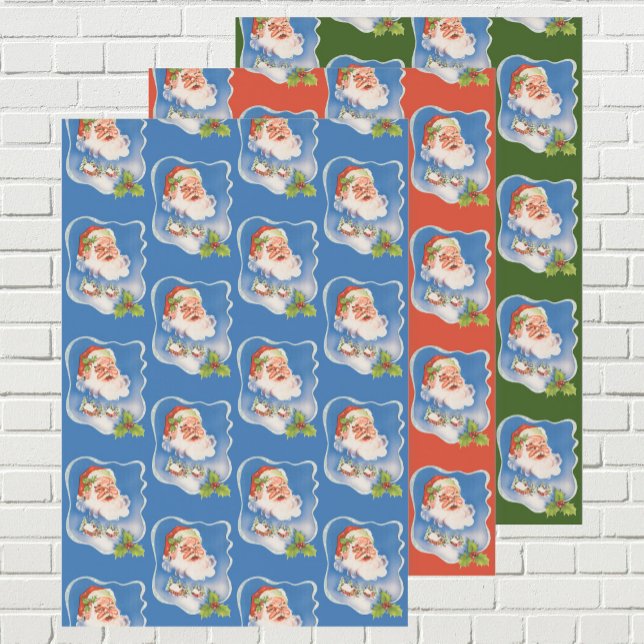 Weihnachten, Retro Jolly Weihnachtsmann Geschenkpapier Set (Von Creator hochgeladen)