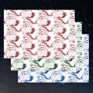 Weihnachten, Retro Jolly Weihnachtsmann Geschenkpapier Set