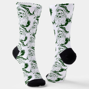 Weihnachten, Retro Jolly Weihnachtsmann, Grün Socken