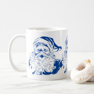 Weihnachten, Retro Jolly Weihnachtsmann in Blau Kaffeetasse