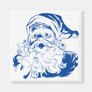 Weihnachten, Retro Jolly Weihnachtsmann in Blau Magnet
