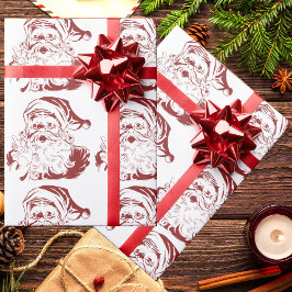 Weihnachten, Retro Jolly Weihnachtsmann in Rot Geschenkpapier