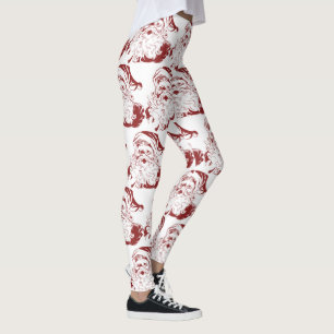 Weihnachten, Retro Jolly Weihnachtsmann in Rot Leggings