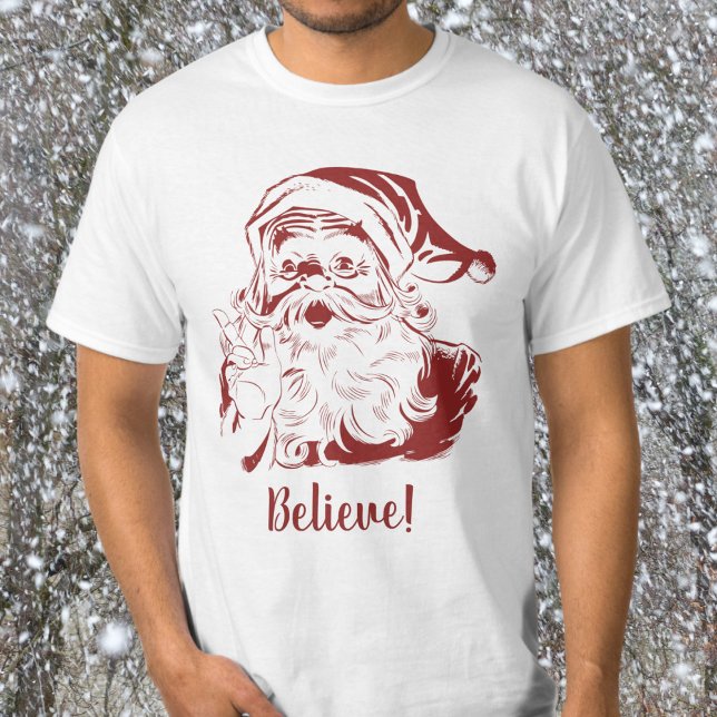 Weihnachten, Retro Jolly Weihnachtsmann in Rot T-Shirt (Von Creator hochgeladen)