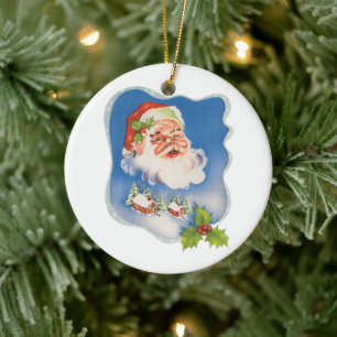 Weihnachten, Retro Jolly Weihnachtsmann Keramik Ornament