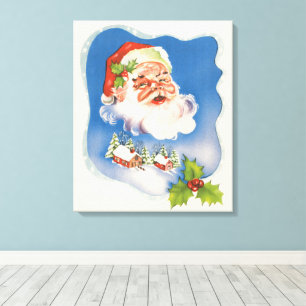 Weihnachten, Retro Jolly Weihnachtsmann Leinwanddruck