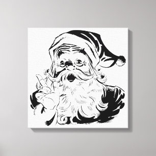 Weihnachten, Retro Jolly Weihnachtsmann, Schwarz Leinwanddruck