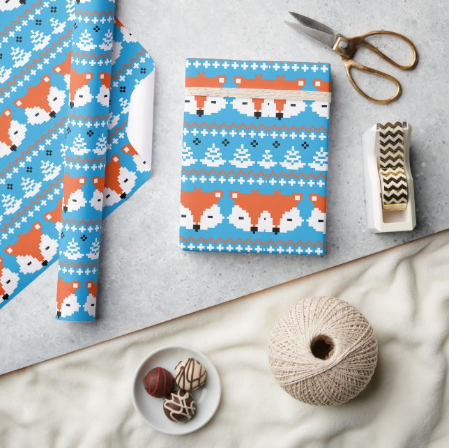 Weihnachten Retro Joyful Pattern Weihnachtsgeschen Geschenkpapier (Basteln)