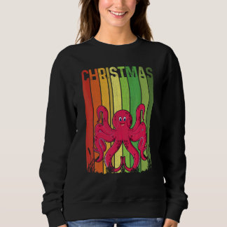 Weihnachten Retro-Oktopus Süße Gruppe Passende Wei Sweatshirt