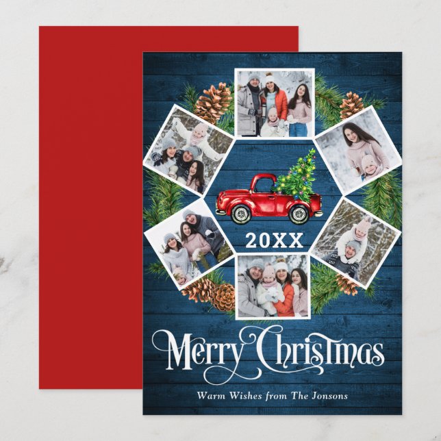 Weihnachten Retro Red Farm LKW Gruß 6 FOTO (Vorne/Hinten)