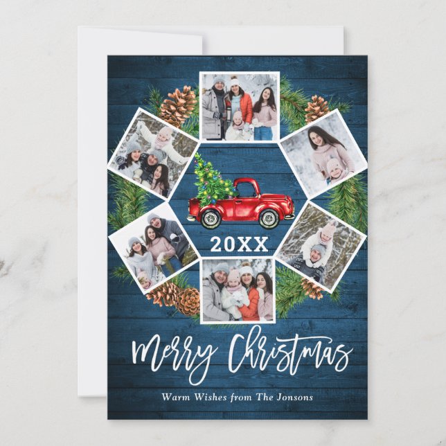 Weihnachten Retro Red Farm LKW Gruß 6 FOTO (Vorderseite)