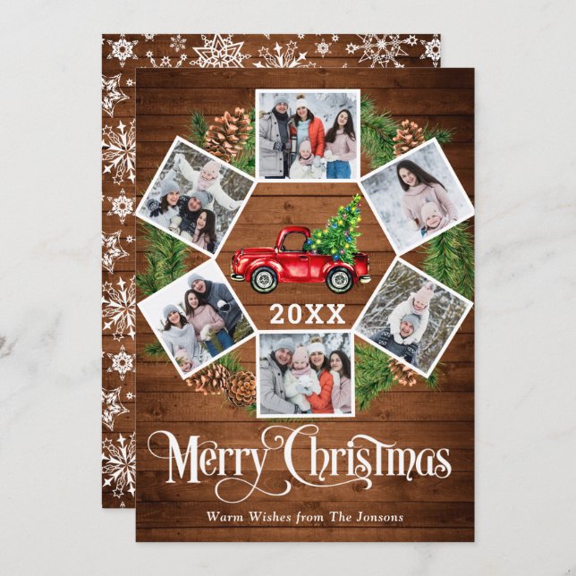 Weihnachten Retro Red Farm LKW Gruß 6 FOTO (Vorne/Hinten)