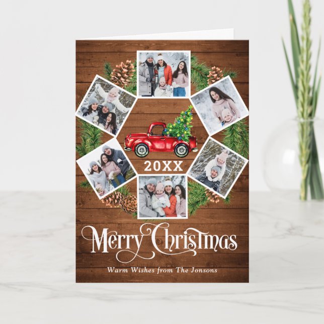 Weihnachten Retro Red Farm LKW Gruß 6 FOTO (Vorderseite)