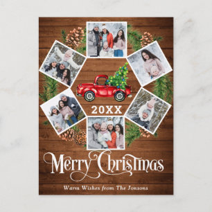 Weihnachten Retro Red Farm LKW Gruß 6 Foto Postkarte
