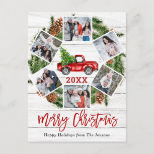 Weihnachten Retro Red Farm LKW Urlaub 6 Foto Postkarte