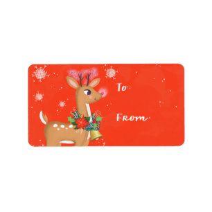 Weihnachten Retro Rudolph Rentier Aufkleber Gesche Adressaufkleber