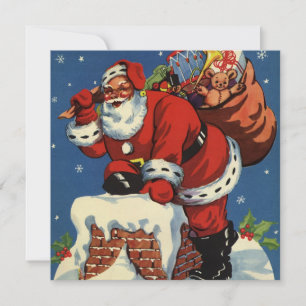 Weihnachten, Retro Santa Claus Einladung