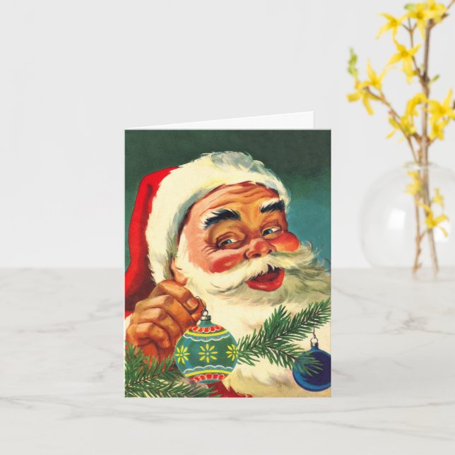 Weihnachten, Retro Santa Claus Vielen Dank Karte (Gelbe Blume)