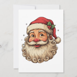Weihnachten Retro Santa Hut Lächelnde Gesicht Lock Einladung