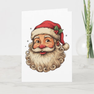 Weihnachten Retro Santa Hut Lächelnde Gesicht Lock Karte