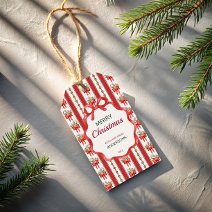 Weihnachten Retro-Streifen Grandmilenial personali Geschenkanhänger