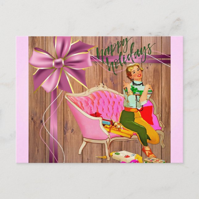 Weihnachten Retro Style Happy Holidays! (Vorderseite)