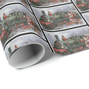 Weihnachten Retro Vintage Zug Santa Antik Geschenkpapier